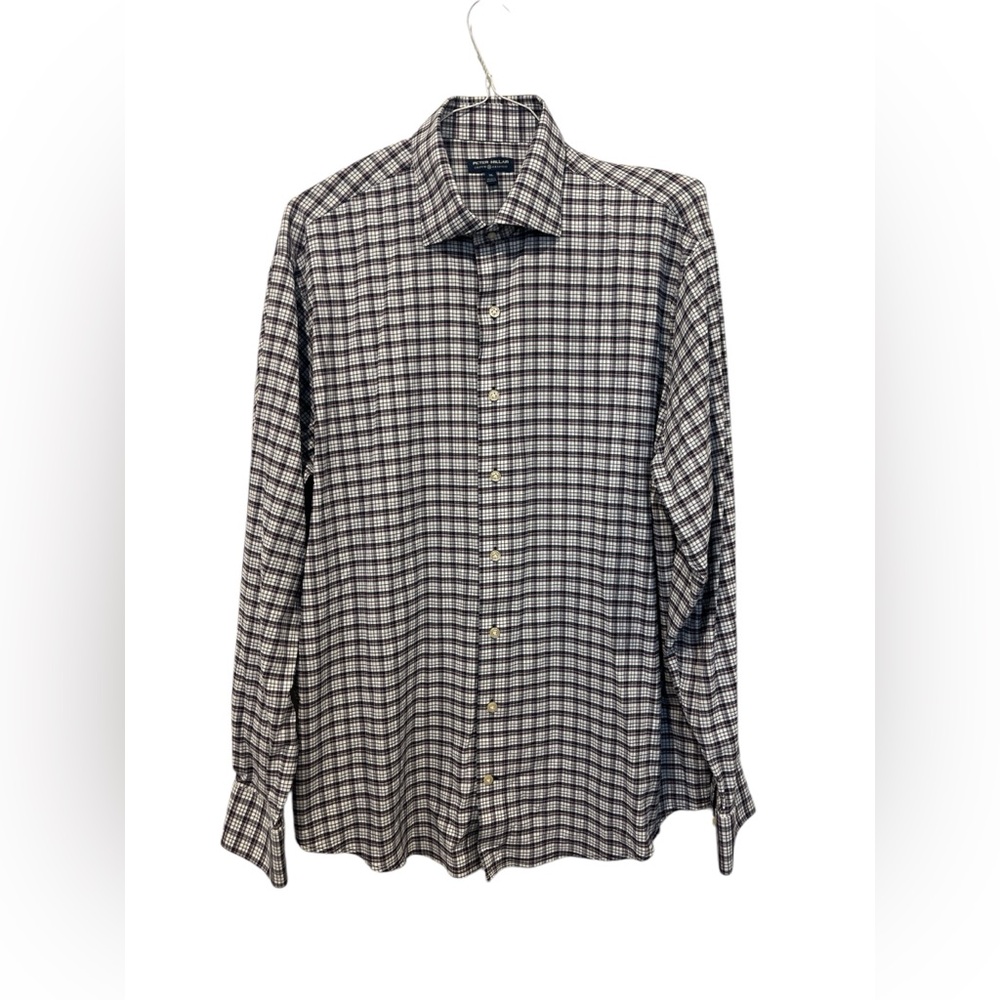 Peter Millar Crown Crafted‎ Men's Long Sleeve Button Up Shirt Size XL Blue Check